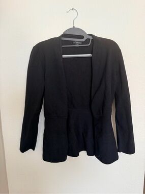 Ann Taylor Factory Womens Size S Black Peplum Cardigan Long Sleeve Knit Top